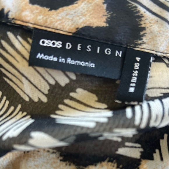 ASOS Small Size 4 Sheer Leopard Polka Dot Mixed Media Long Sleeve Blouse - Picture 6 of 8